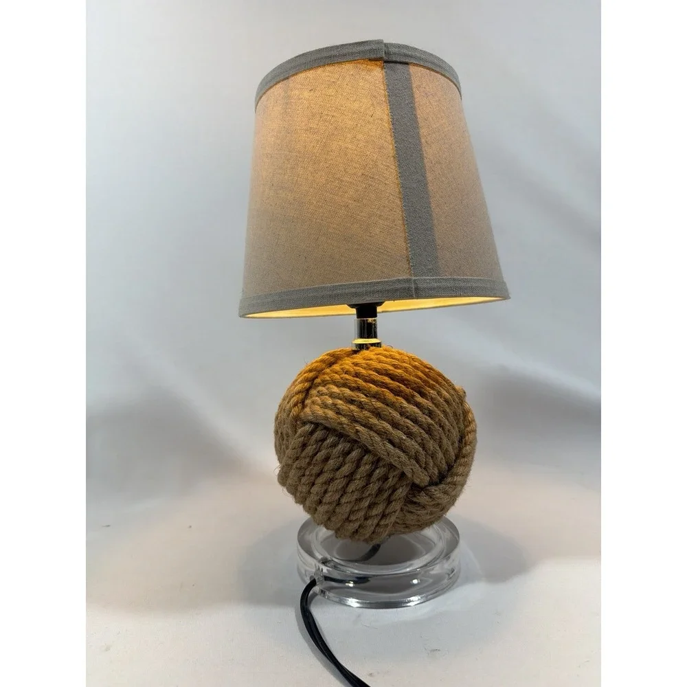 Nautical Monkey Fist Rope Knot‎ Lamp 14 Inch Coastal Beach Decor
